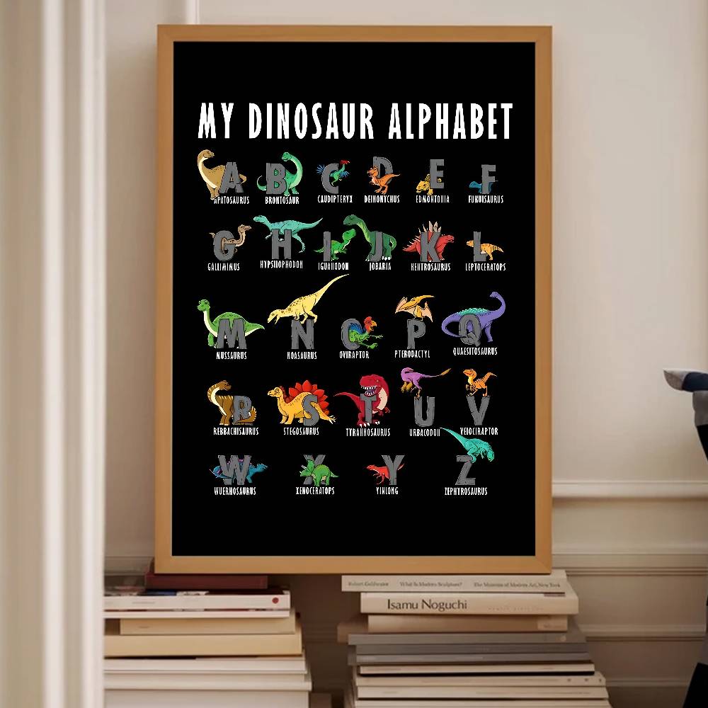 Background For Kids Education - Poster Kertas Alfabet Dinosaurus, Cetakan Seni
