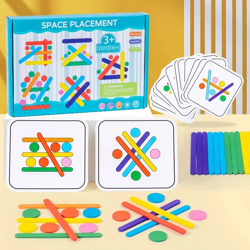 Kids Educational Box - Mainan anak, tongkat pelangi, teka-teki kayu