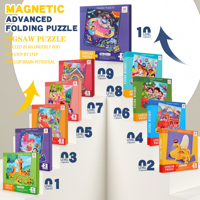 Kids Educational Box - Puzzle Kayu Magnetik Anak-anak Pola Kartun
