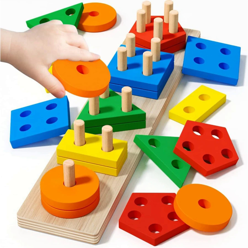 Kids Educational Box - Mainan Kayu Montessori Bentuk Warna Permainan