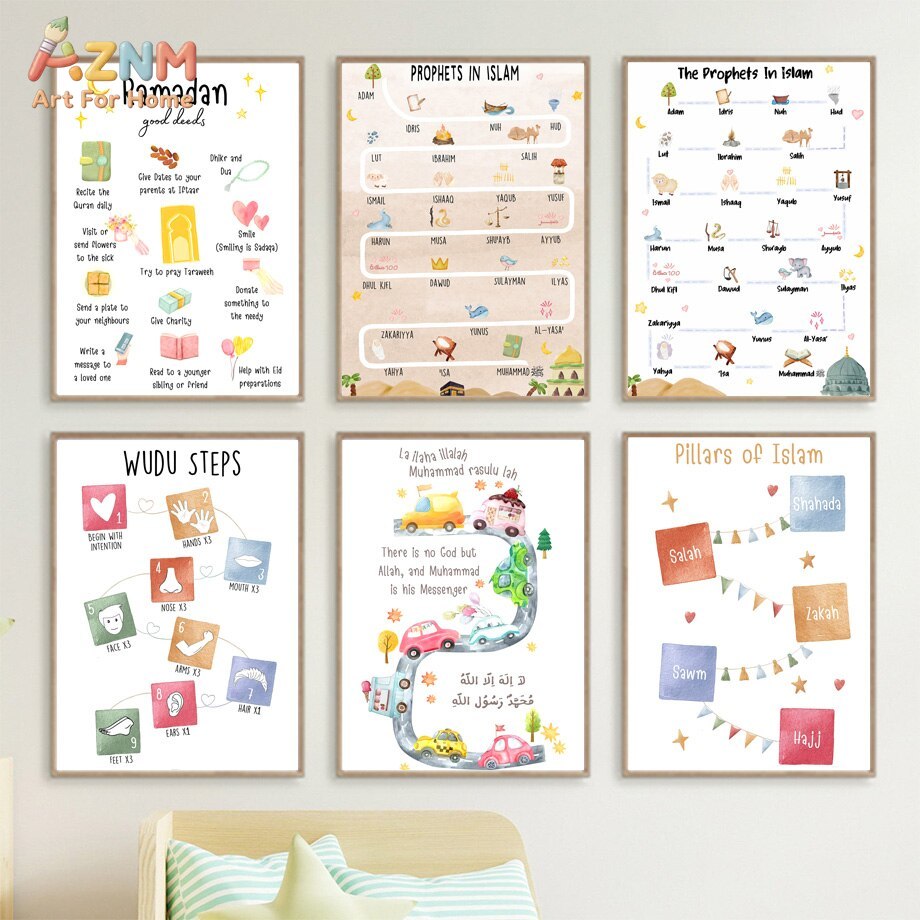 AZNM Lukisan Kanvas Islami unt - Kids Education Steps ulasan dan harga
