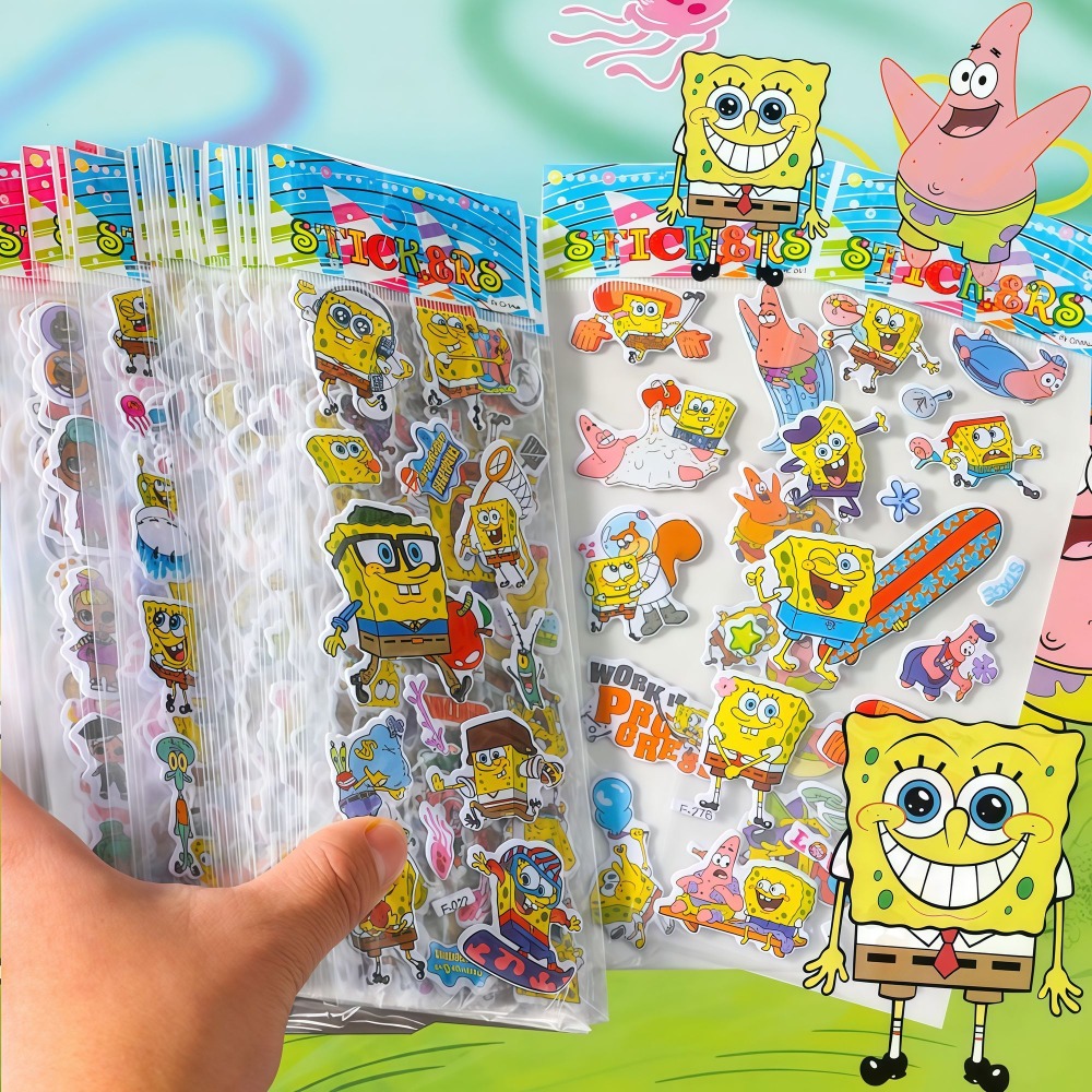 12 Paket Stiker 3D SpongeBob - - Kids Education Movies ulasan dan harga