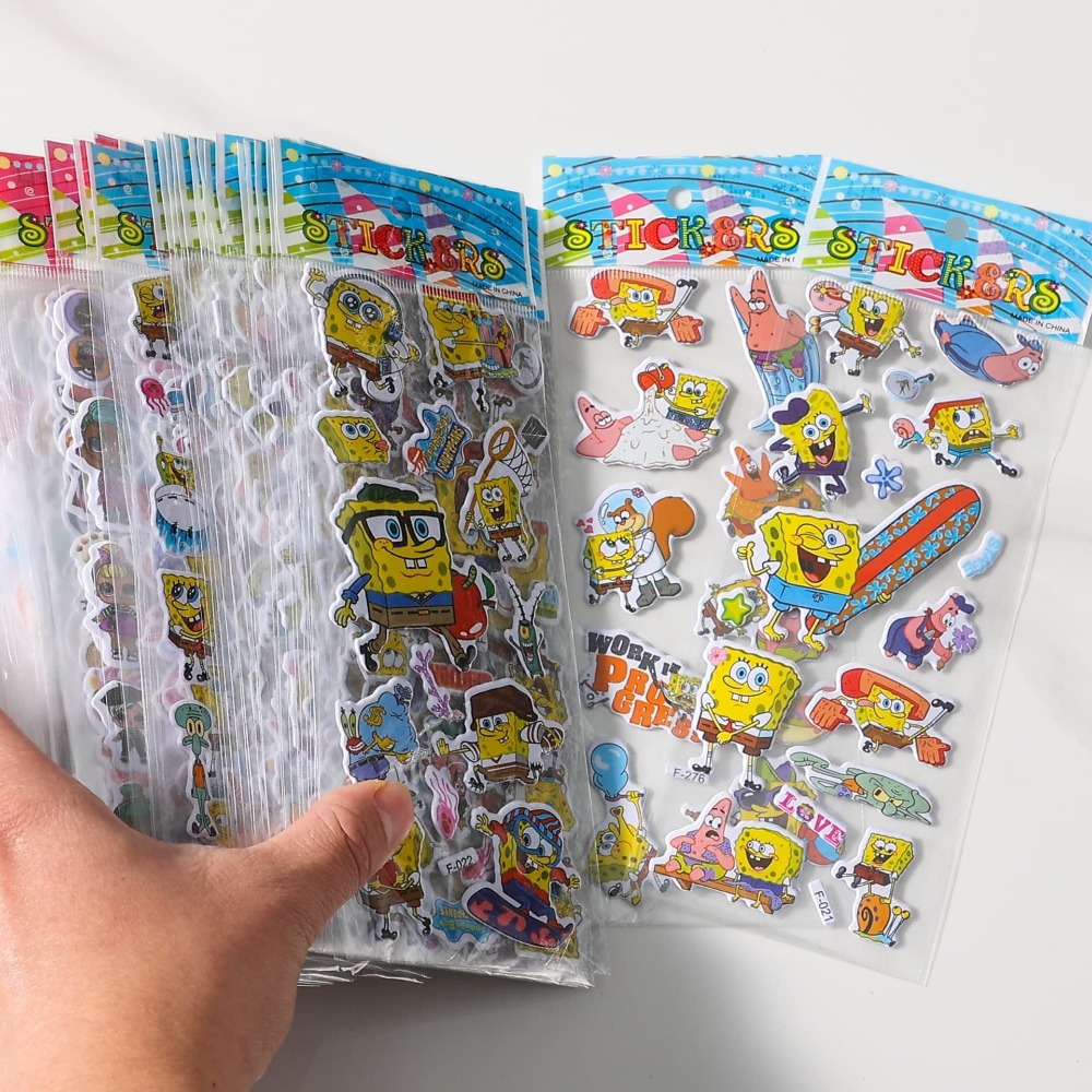 12 Paket Stiker 3D SpongeBob - - Kids Education Movies ulasan dan harga