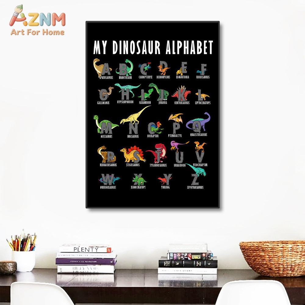 AZNM Dinosaurus Alfabet Kanvas - Background For Kids Education ulasan dan harga